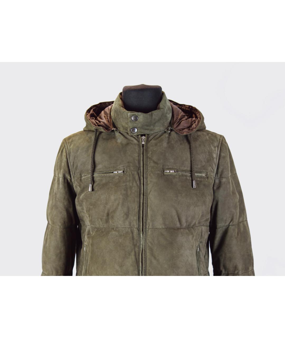 BRUNELLO CUCINELLI Зеленая замшевая куртка, фото 4