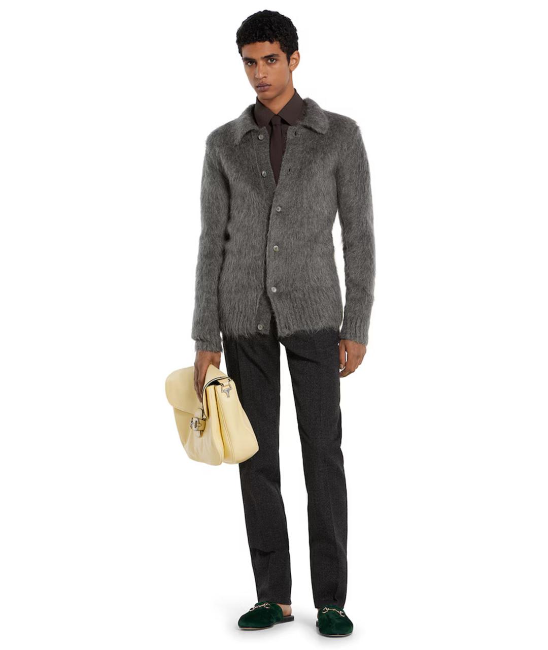 GUCCI Серый шерстяной кардиган, фото 2