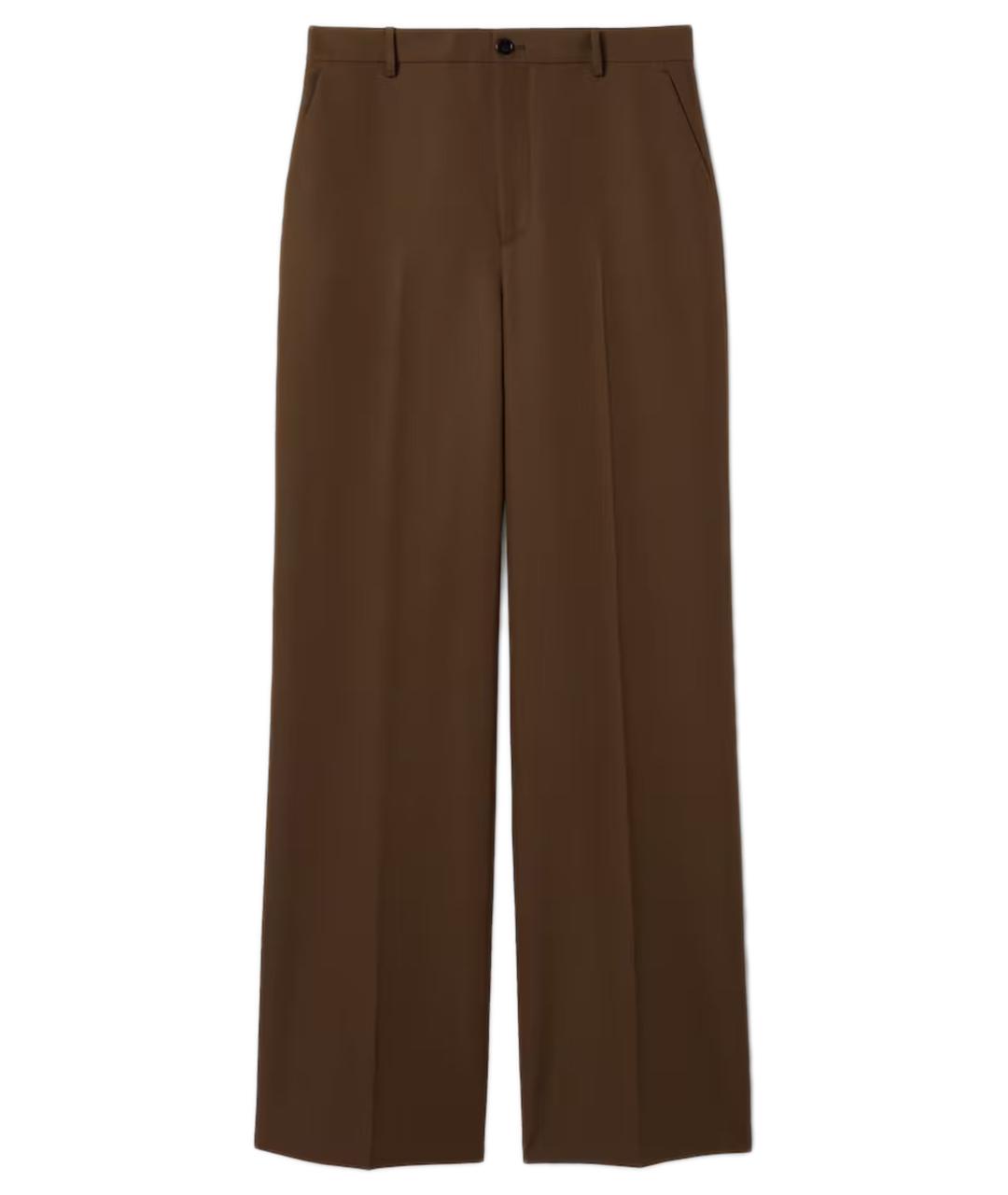 GUCCI Коричневые полиамидовые прямые брюки, фото 1