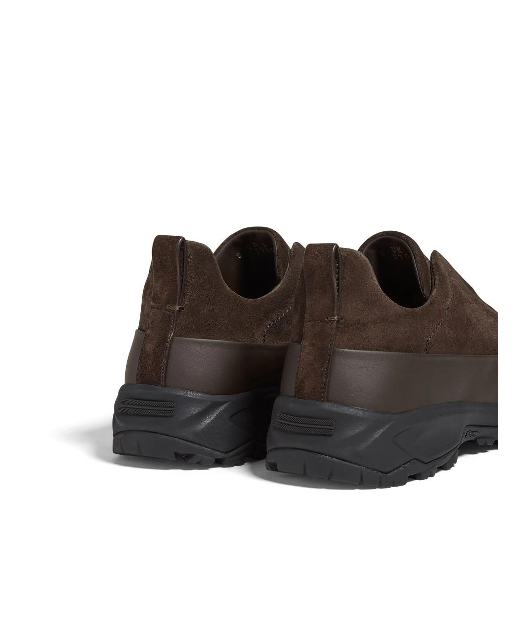 ZEGNA Коричневые замшевые низкие кроссовки / кеды, фото 3