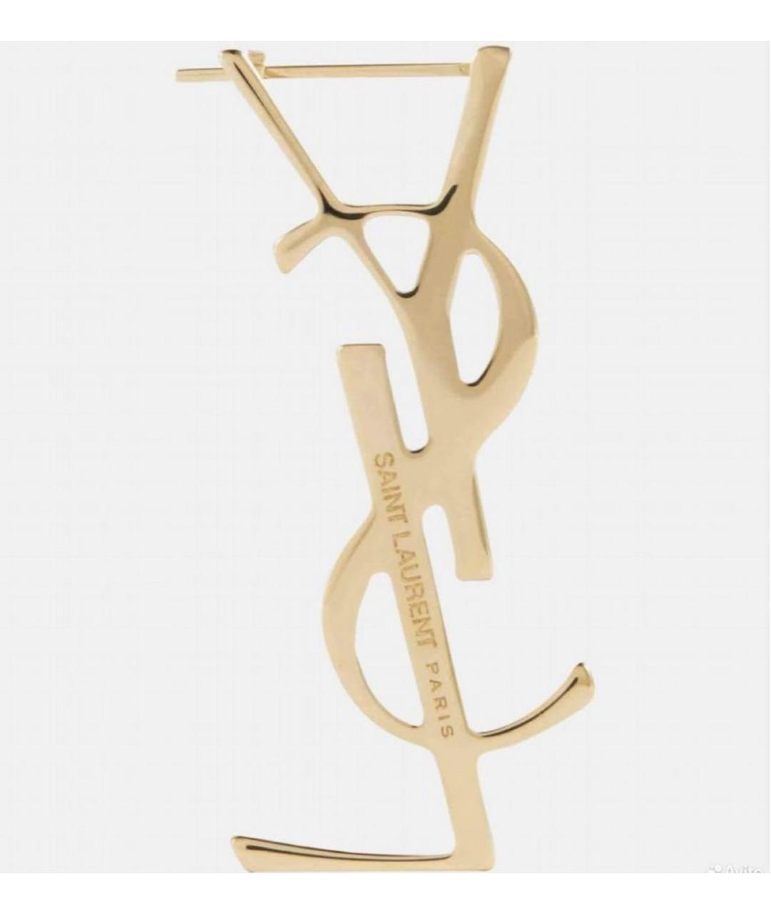 SAINT LAURENT Золотые латунные серьги, фото 2