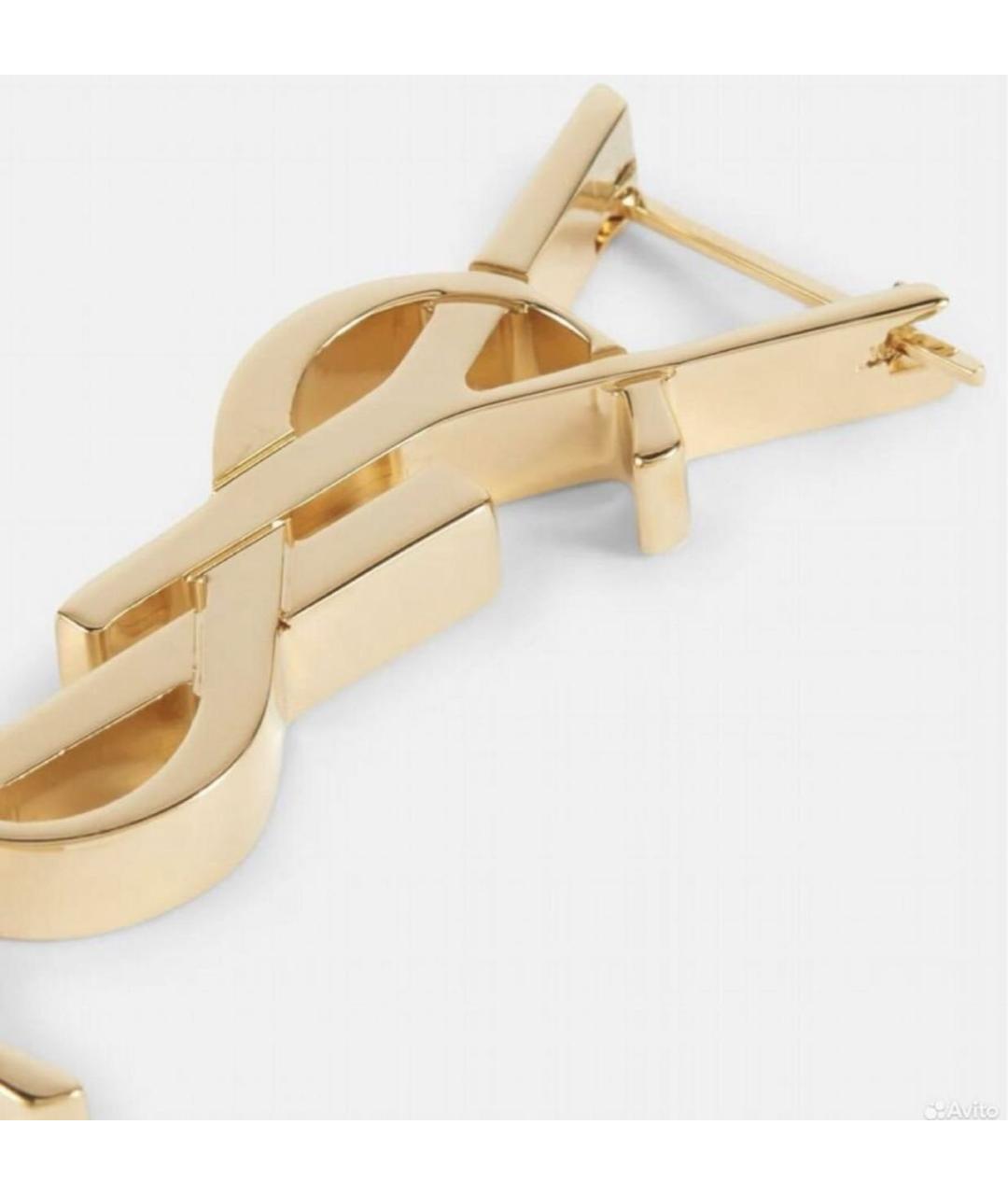 SAINT LAURENT Золотые латунные серьги, фото 3