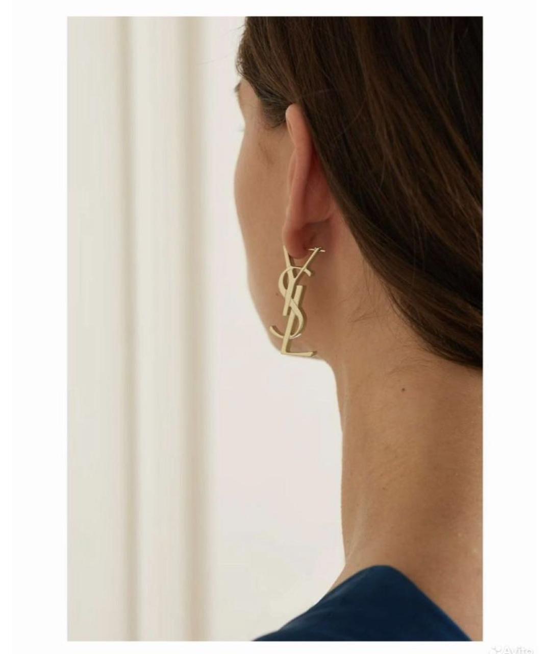 SAINT LAURENT Золотые латунные серьги, фото 4
