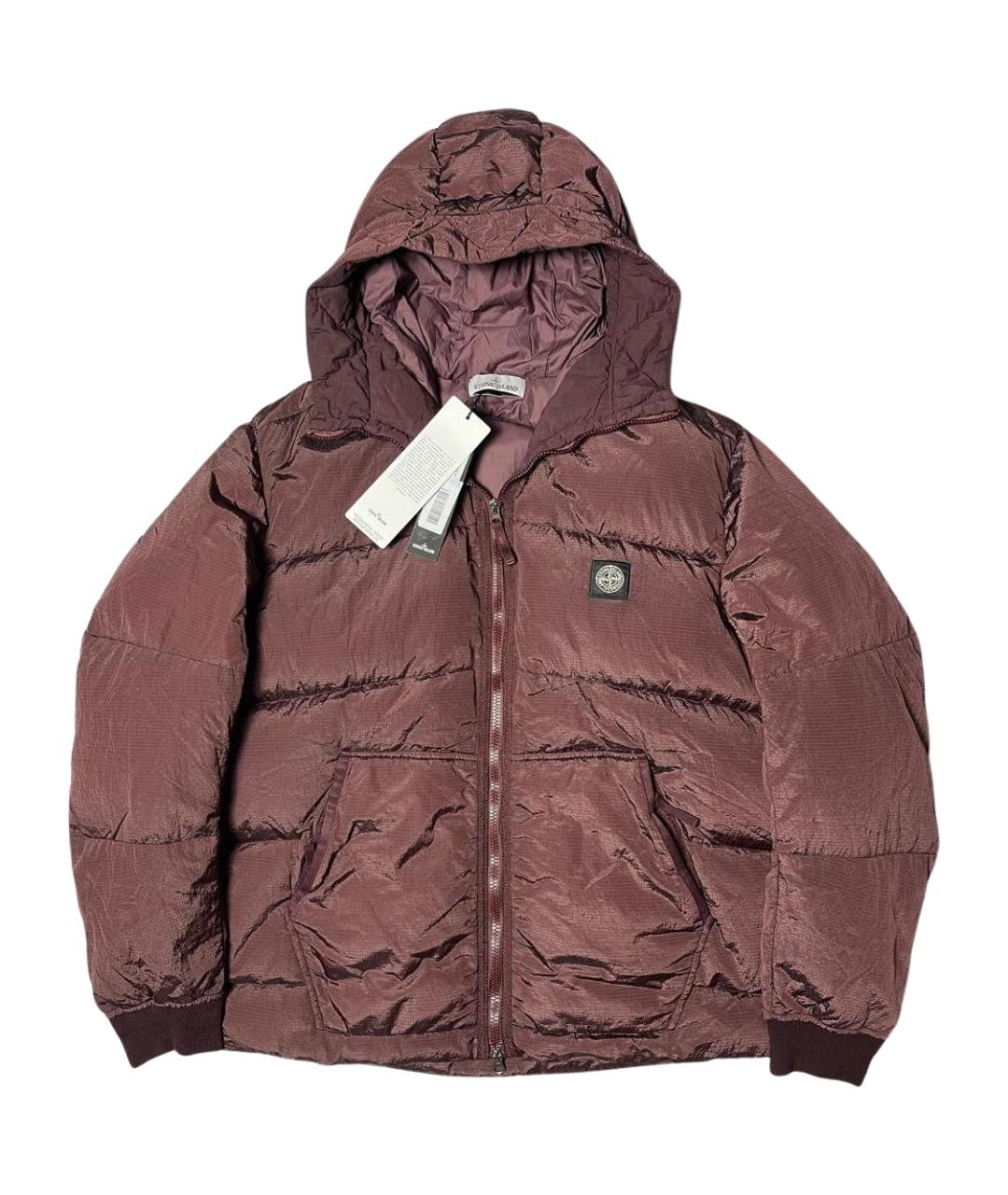 STONE ISLAND Бордовый полиамидовый пуховик, фото 1