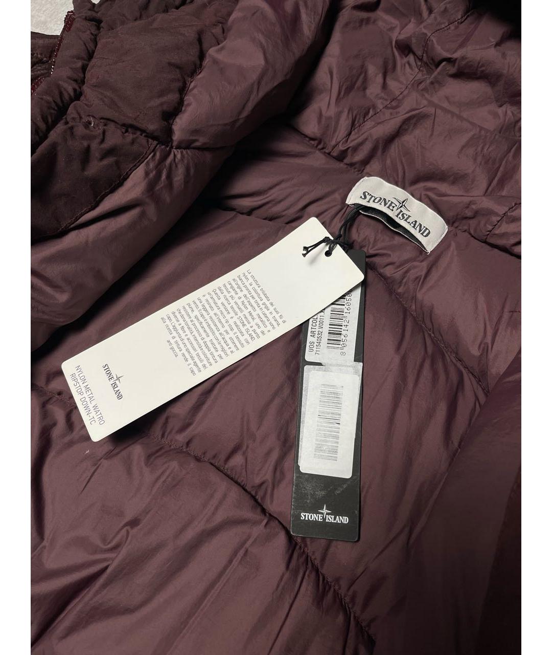 STONE ISLAND Бордовый полиамидовый пуховик, фото 3
