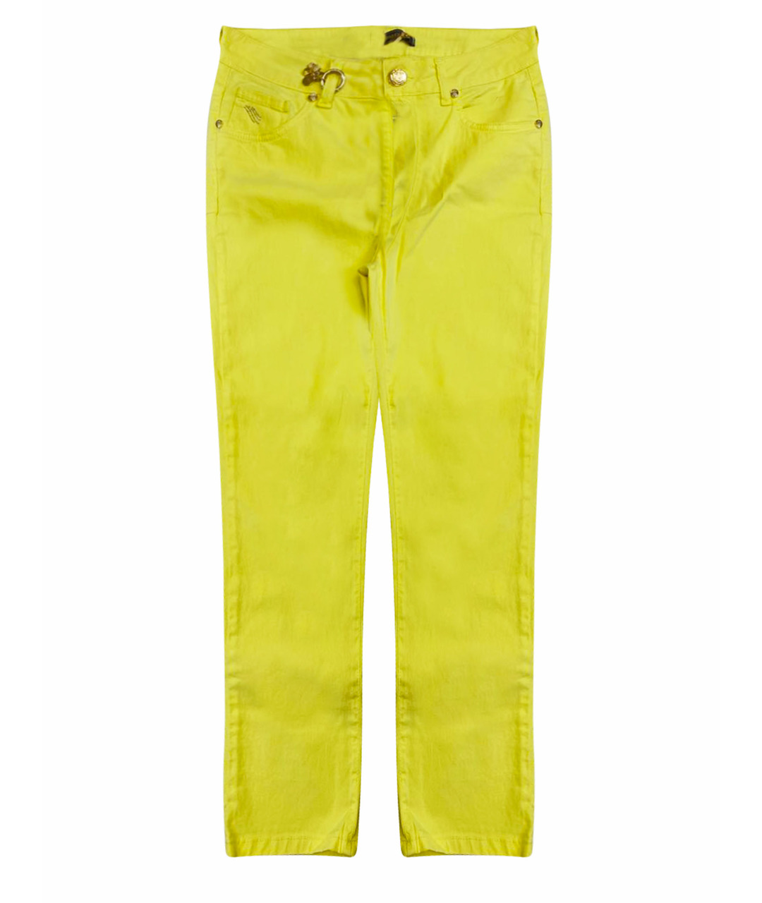 ANGELO MARANI Желтые хлопко-эластановые прямые брюки, фото 1