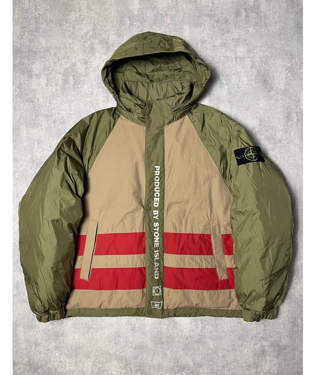 STONE ISLAND Хаки полиамидовый пуховик, фото 3
