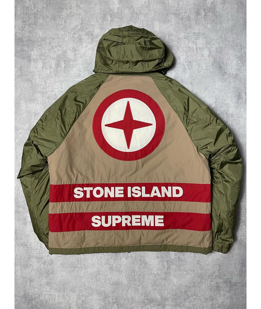 STONE ISLAND Хаки полиамидовый пуховик, фото 5