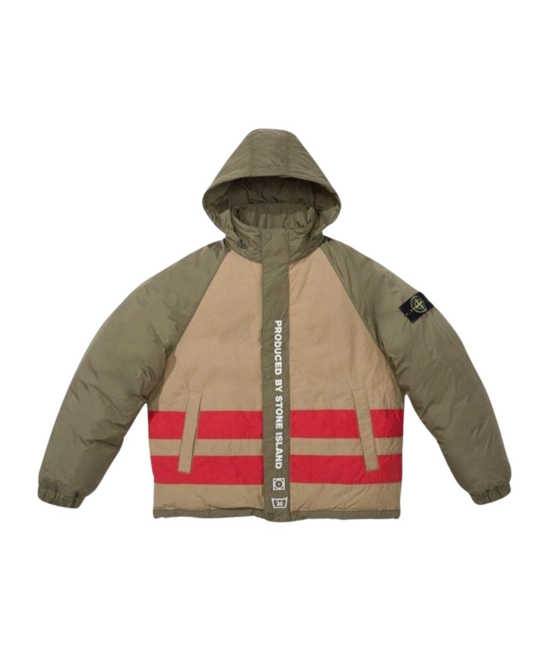 STONE ISLAND Хаки полиамидовый пуховик, фото 1