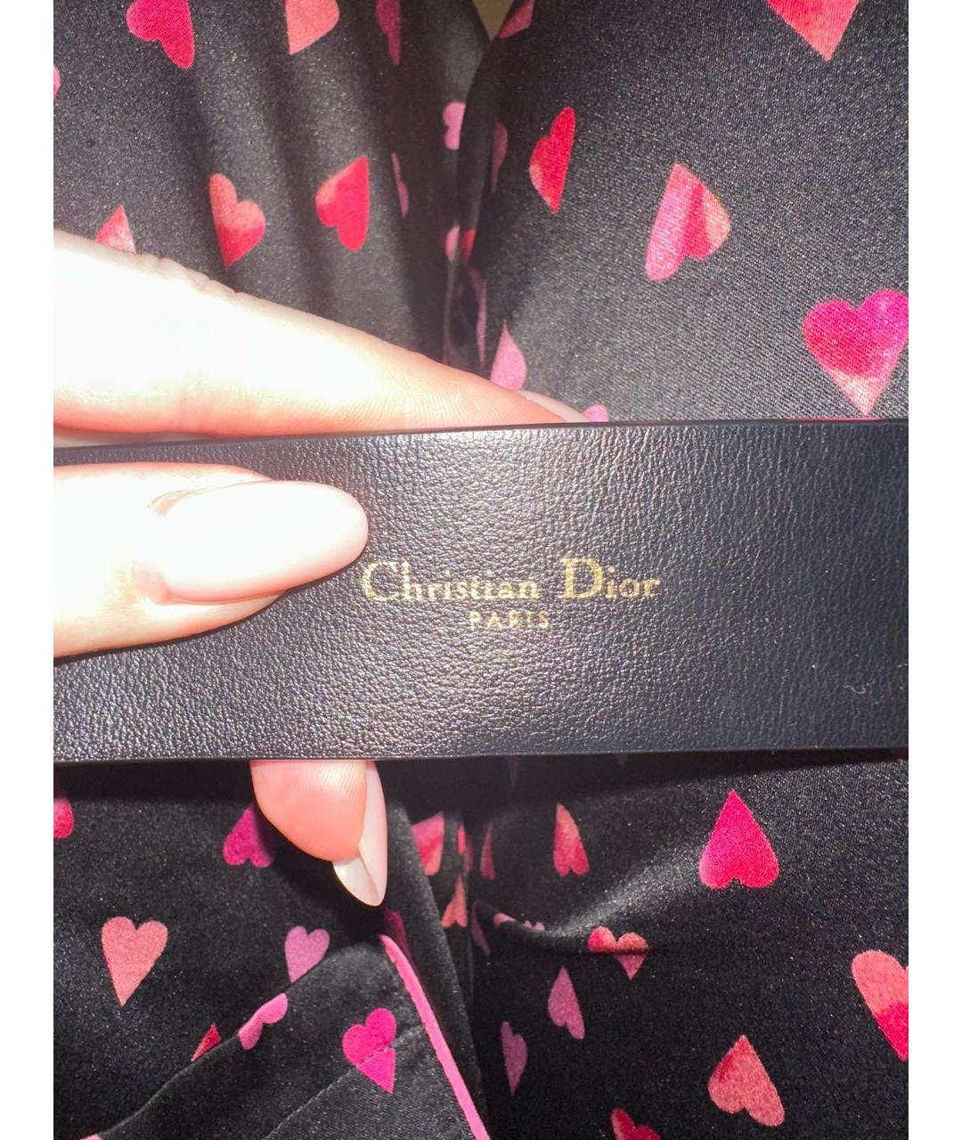 CHRISTIAN DIOR Черный кожаный ремень, фото 3