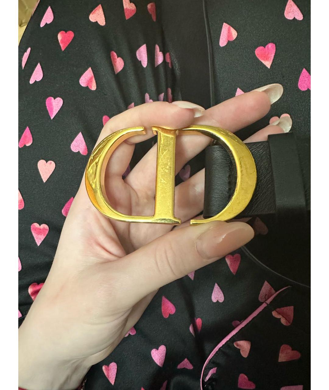 CHRISTIAN DIOR Черный кожаный ремень, фото 2