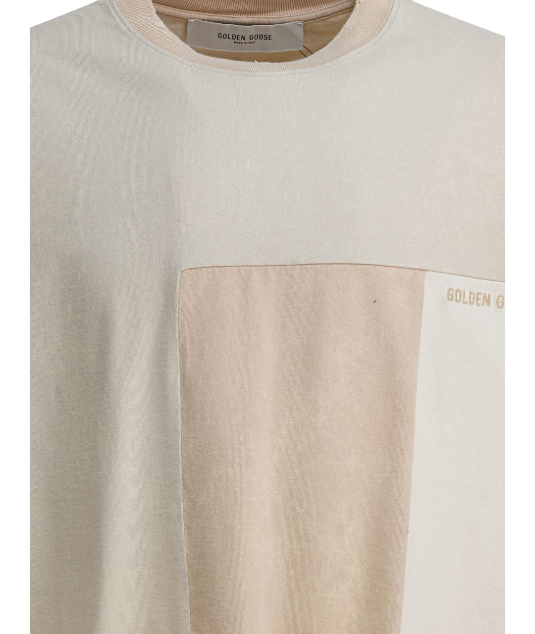 GOLDEN GOOSE DELUXE BRAND Бежевая хлопковая футболка, фото 3