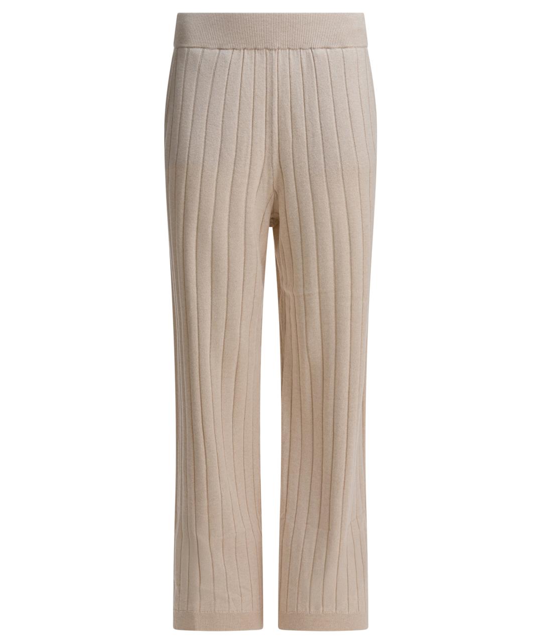 BRUNELLO CUCINELLI Бежевые кашемировые прямые брюки, фото 1