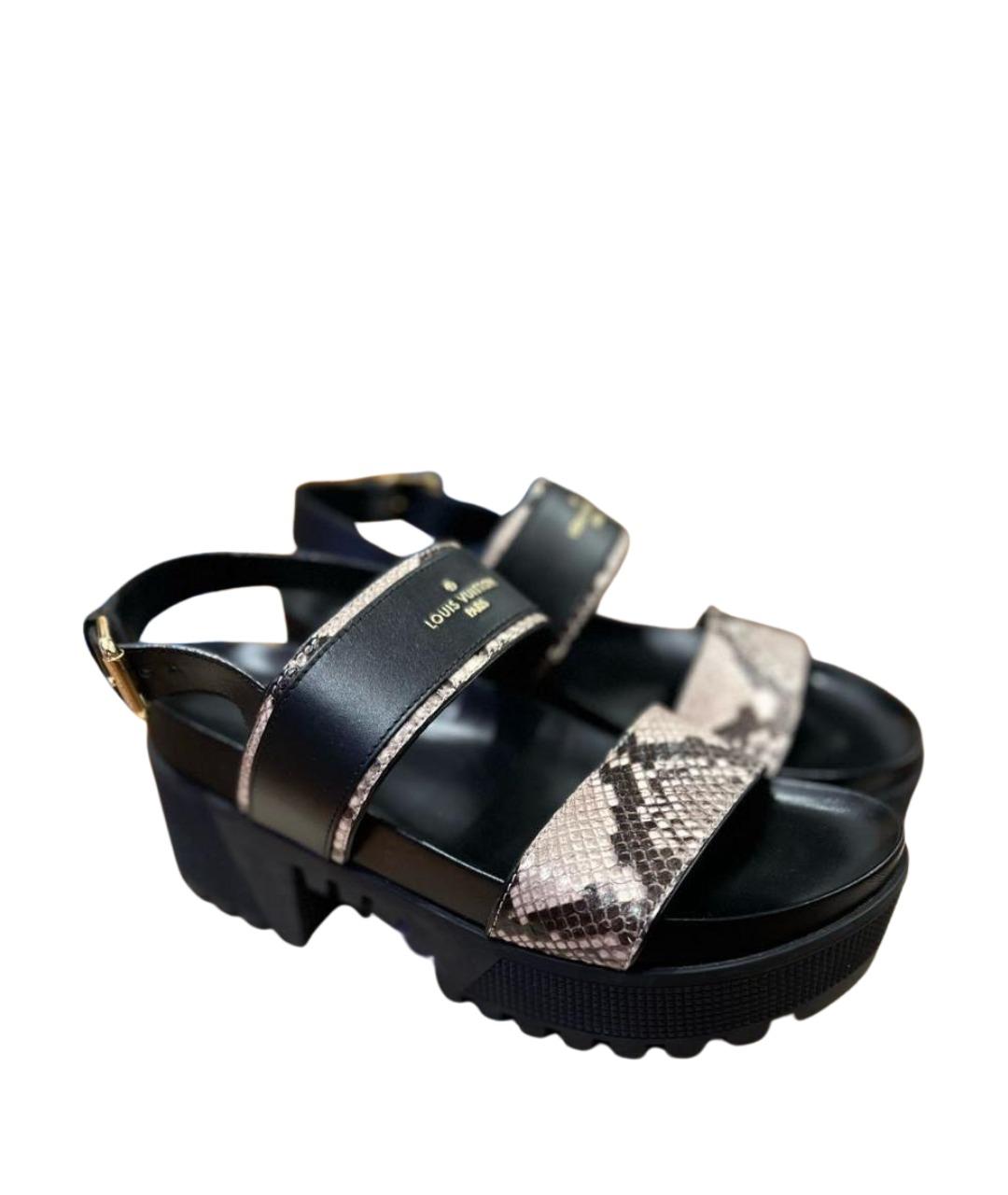 LOUIS VUITTON Черные сандалии из экзотической кожи, фото 1