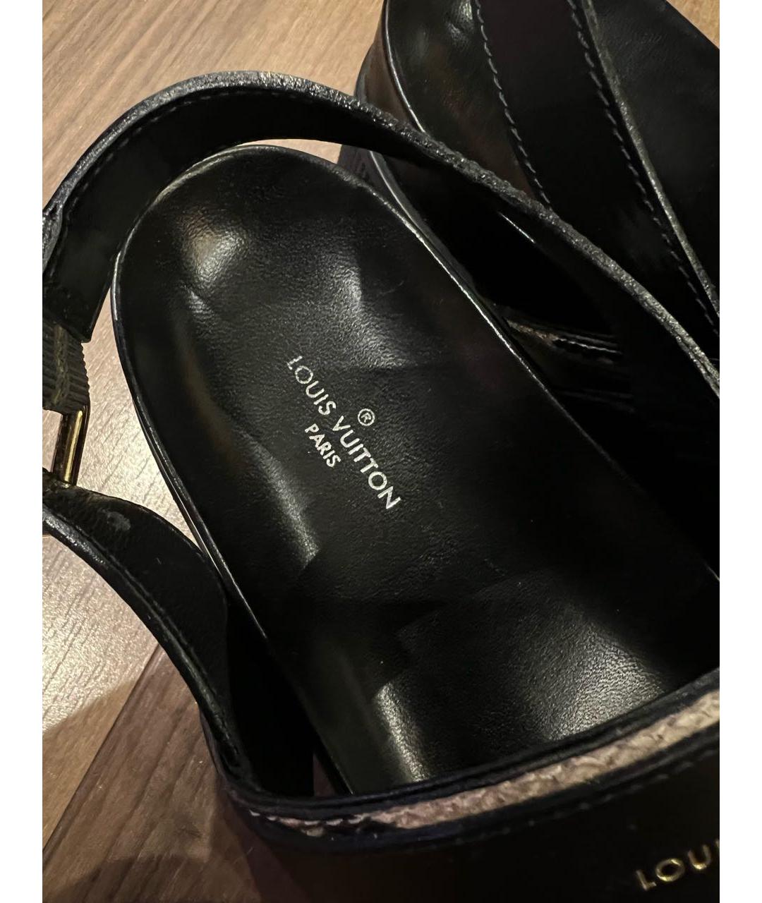 LOUIS VUITTON Черные сандалии из экзотической кожи, фото 3