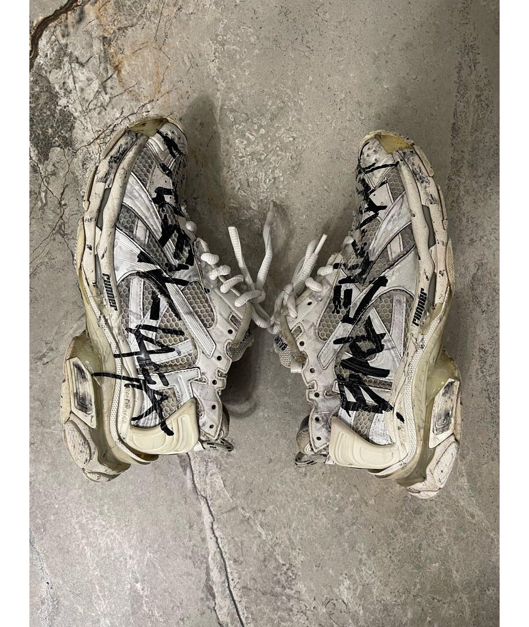 BALENCIAGA Белые текстильные низкие кроссовки / кеды, фото 3