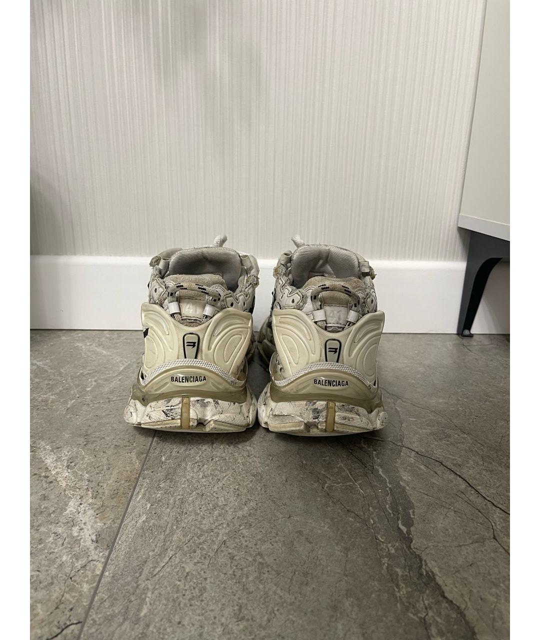 BALENCIAGA Белые текстильные низкие кроссовки / кеды, фото 5