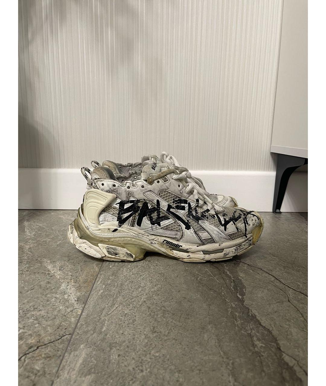 BALENCIAGA Белые текстильные низкие кроссовки / кеды, фото 6