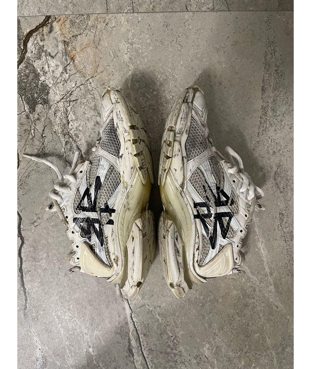 BALENCIAGA Белые текстильные низкие кроссовки / кеды, фото 4