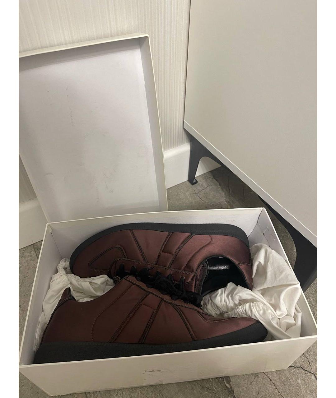 MAISON MARGIELA Бордовые текстильные низкие кроссовки / кеды, фото 2