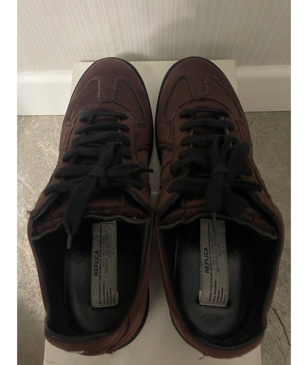 MAISON MARGIELA Бордовые текстильные низкие кроссовки / кеды, фото 4