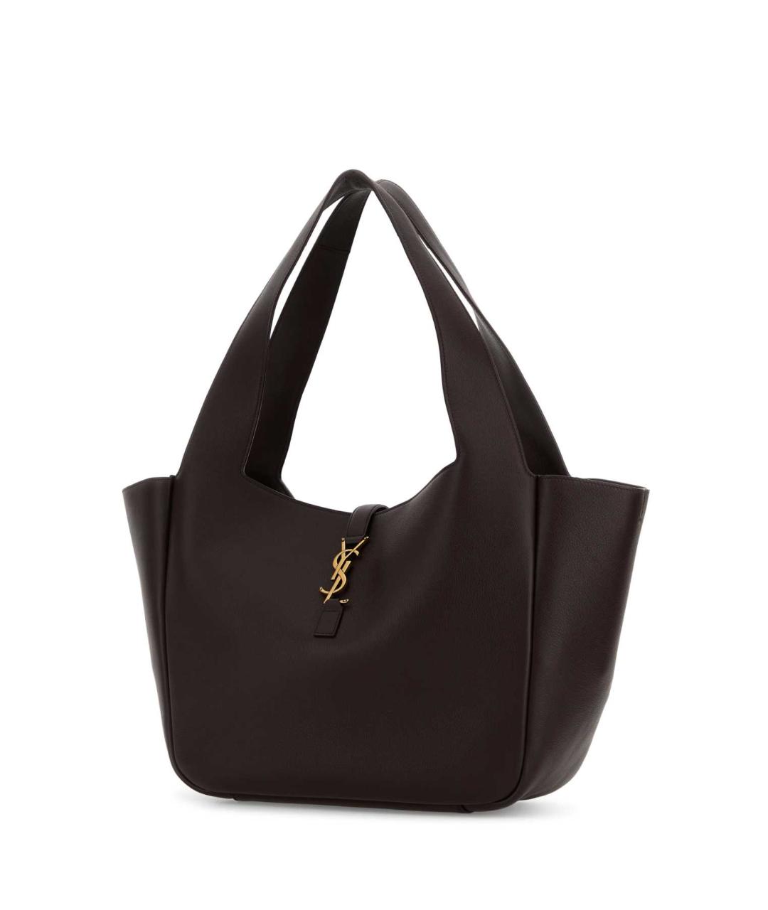 SAINT LAURENT Бордовая кожаная сумка с короткими ручками, фото 2