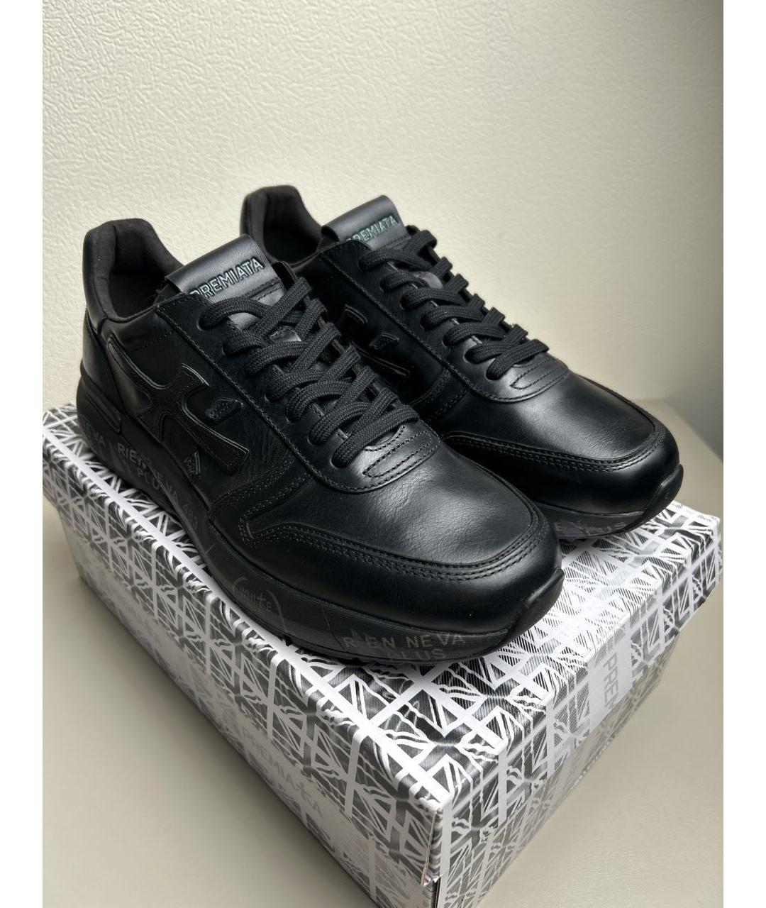 PREMIATA Черные кожаные низкие кроссовки / кеды, фото 4