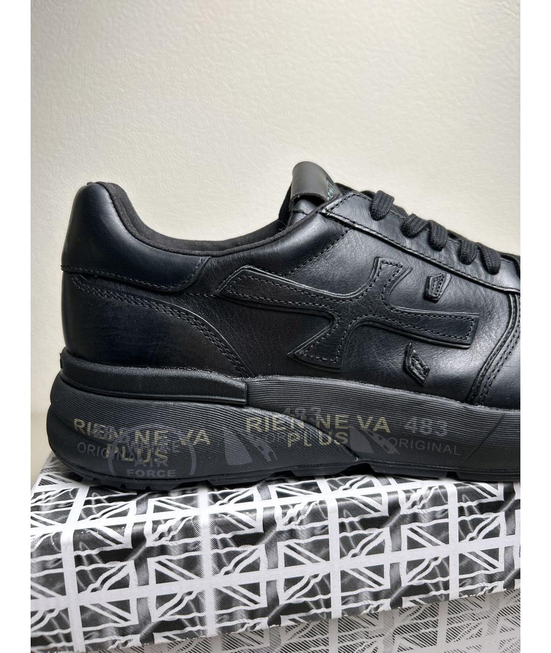 PREMIATA Черные кожаные низкие кроссовки / кеды, фото 2