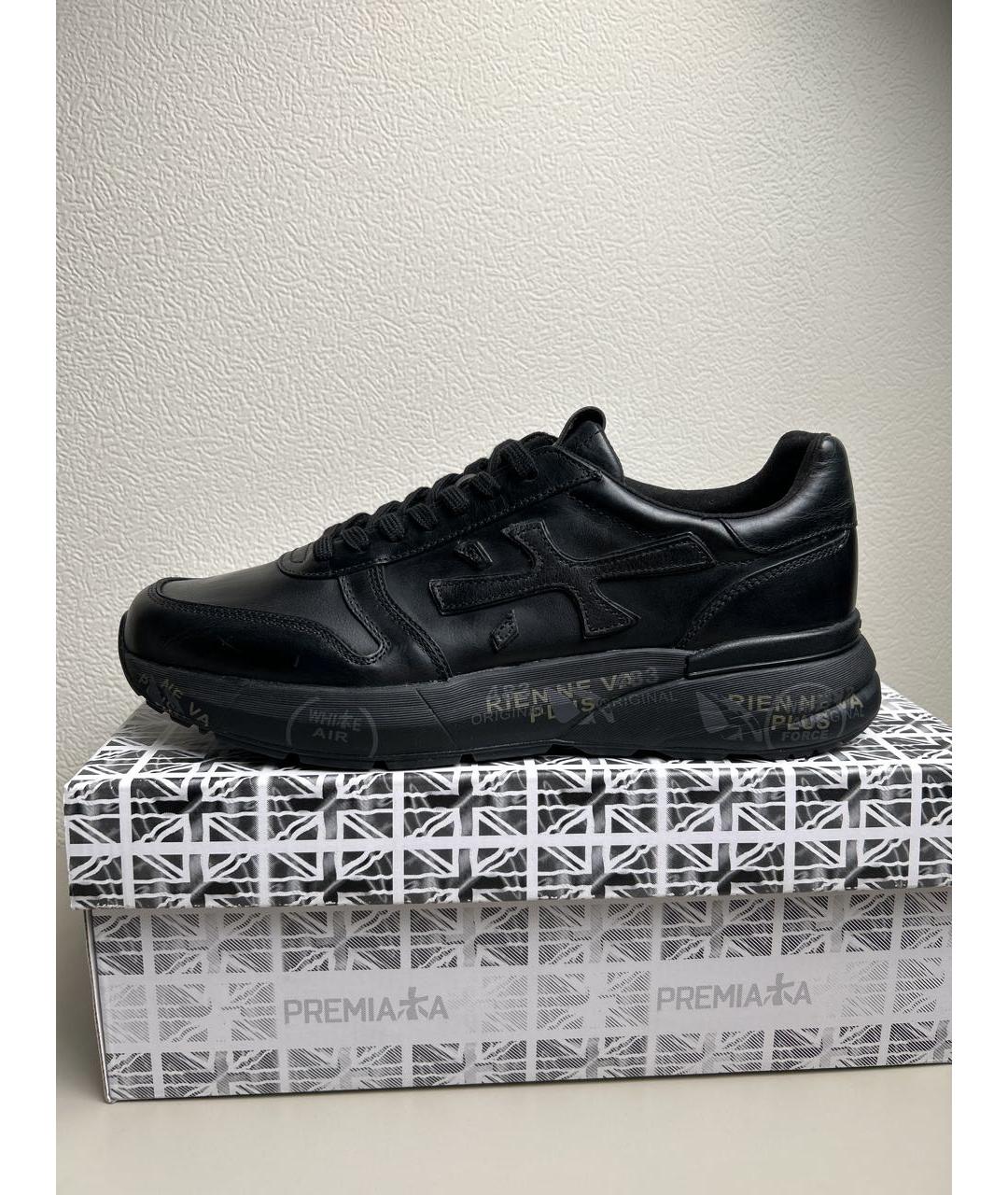 PREMIATA Черные кожаные низкие кроссовки / кеды, фото 9