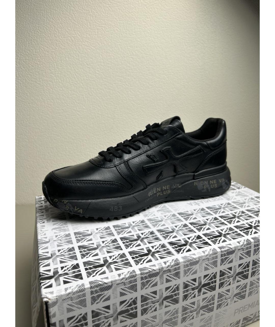 PREMIATA Черные кожаные низкие кроссовки / кеды, фото 5
