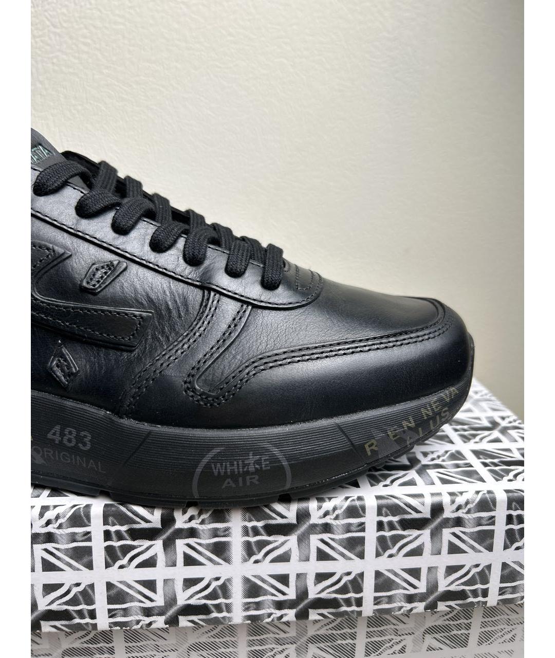 PREMIATA Черные кожаные низкие кроссовки / кеды, фото 3