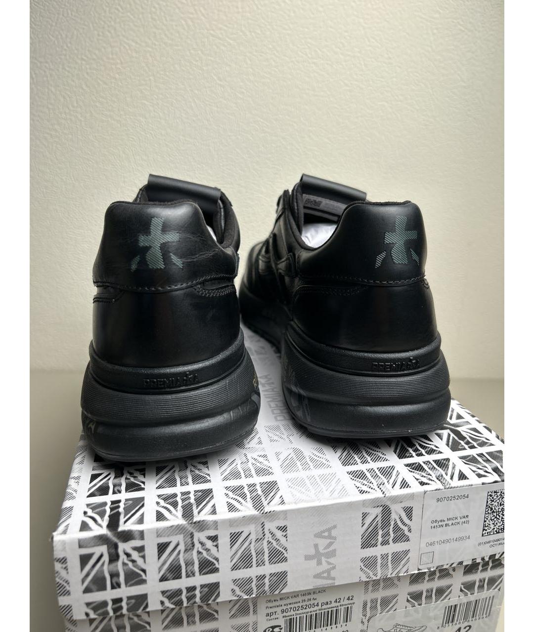 PREMIATA Черные кожаные низкие кроссовки / кеды, фото 7