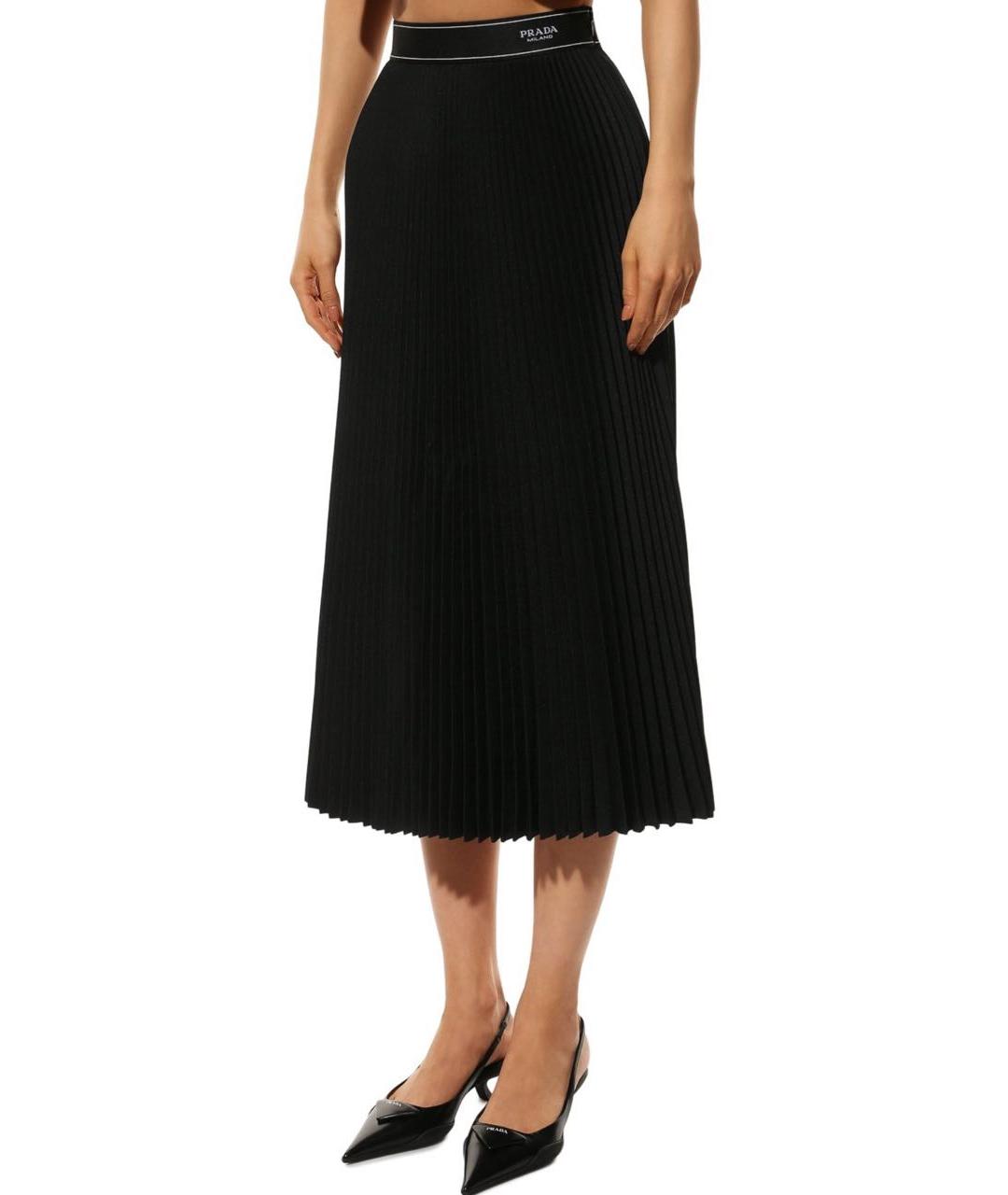PRADA Черная вискозная юбка макси, фото 2