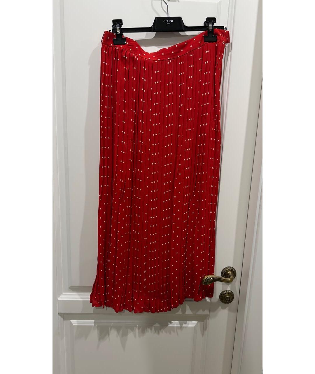 CELINE Красная вискозная юбка макси, фото 6