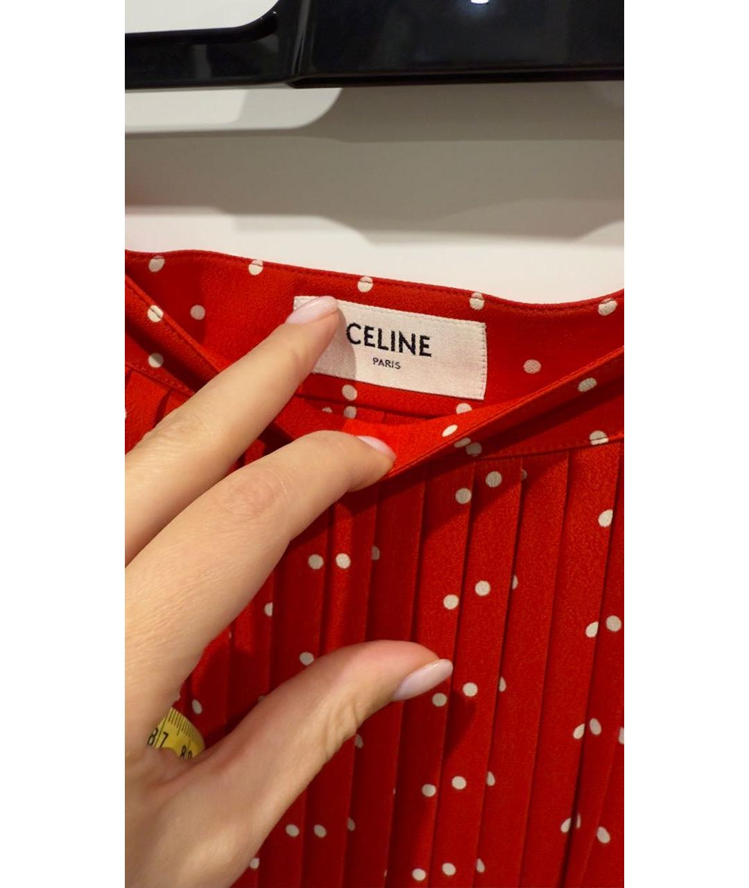 CELINE Красная вискозная юбка макси, фото 3
