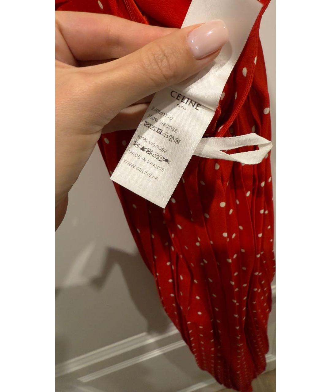 CELINE Красная вискозная юбка макси, фото 5