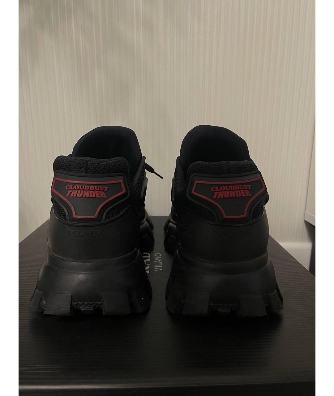 PRADA Черные резиновые низкие кроссовки / кеды, фото 3