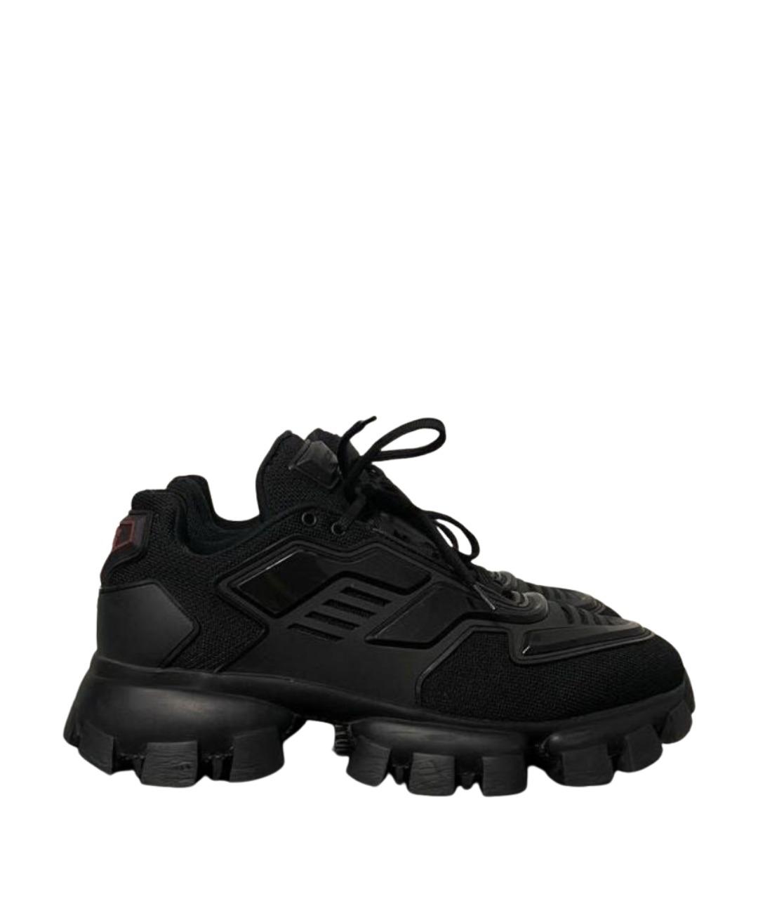 PRADA Черные резиновые низкие кроссовки / кеды, фото 1