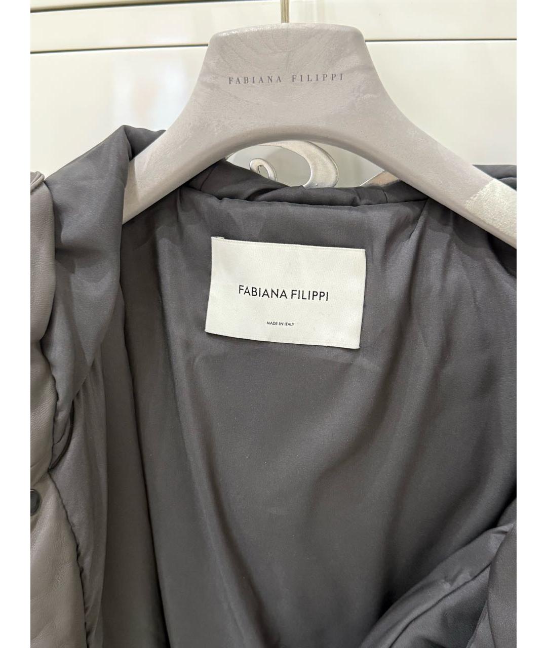 FABIANA FILIPPI Антрацитовая кожаная куртка, фото 4