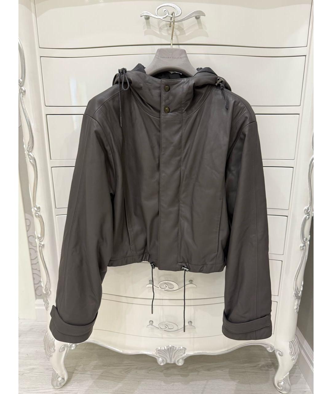 FABIANA FILIPPI Антрацитовая кожаная куртка, фото 6
