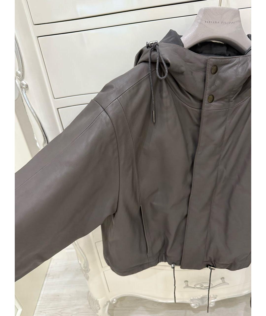 FABIANA FILIPPI Антрацитовая кожаная куртка, фото 3