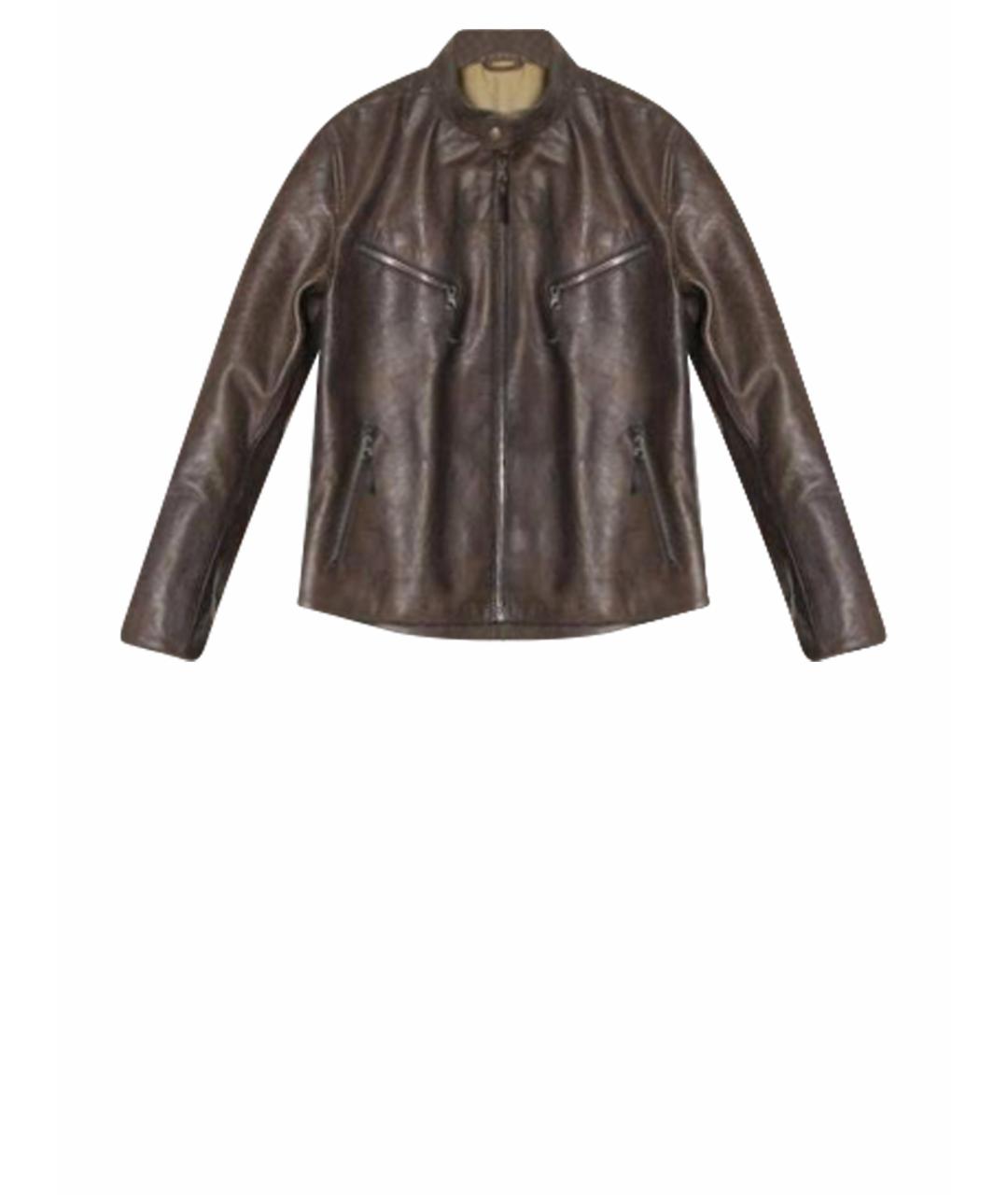 EDWIN Коричневая кожаная куртка, фото 1