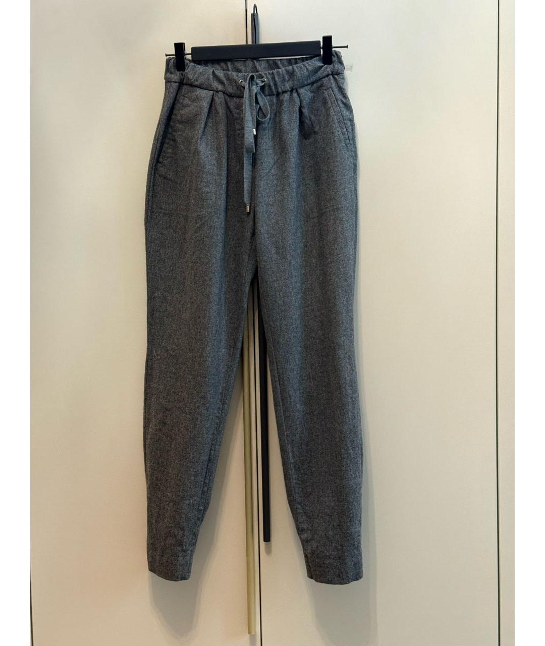 LORENA ANTONIAZZI Антрацитовые шерстяные брюки широкие, фото 6