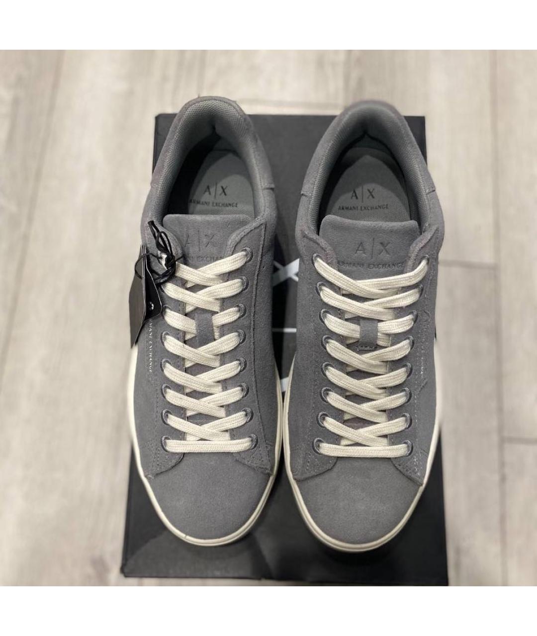 ARMANI EXCHANGE Серые замшевые низкие кроссовки / кеды, фото 3