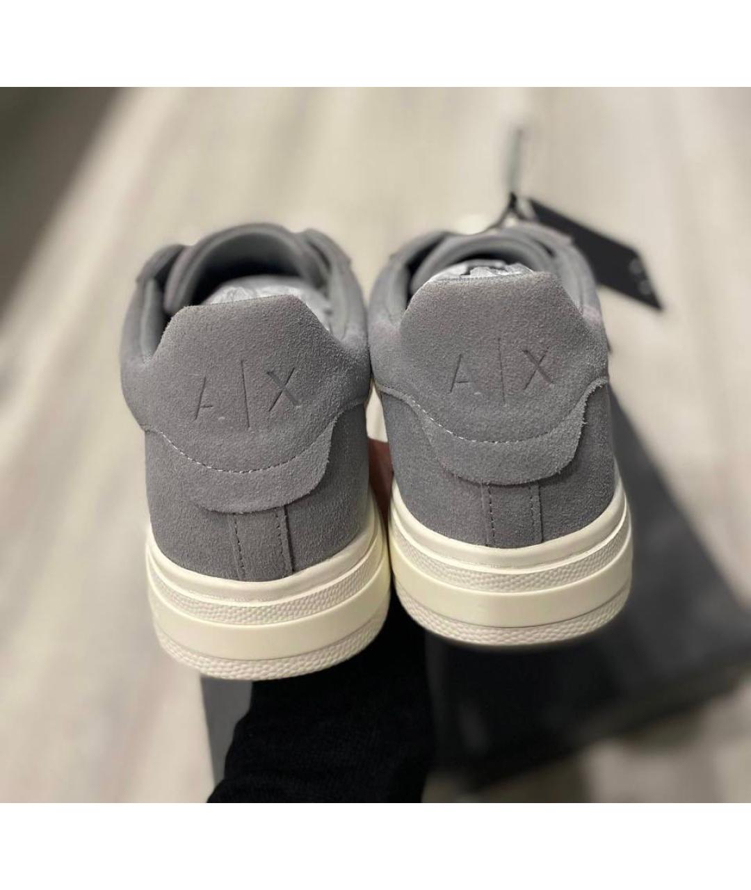 ARMANI EXCHANGE Серые замшевые низкие кроссовки / кеды, фото 4