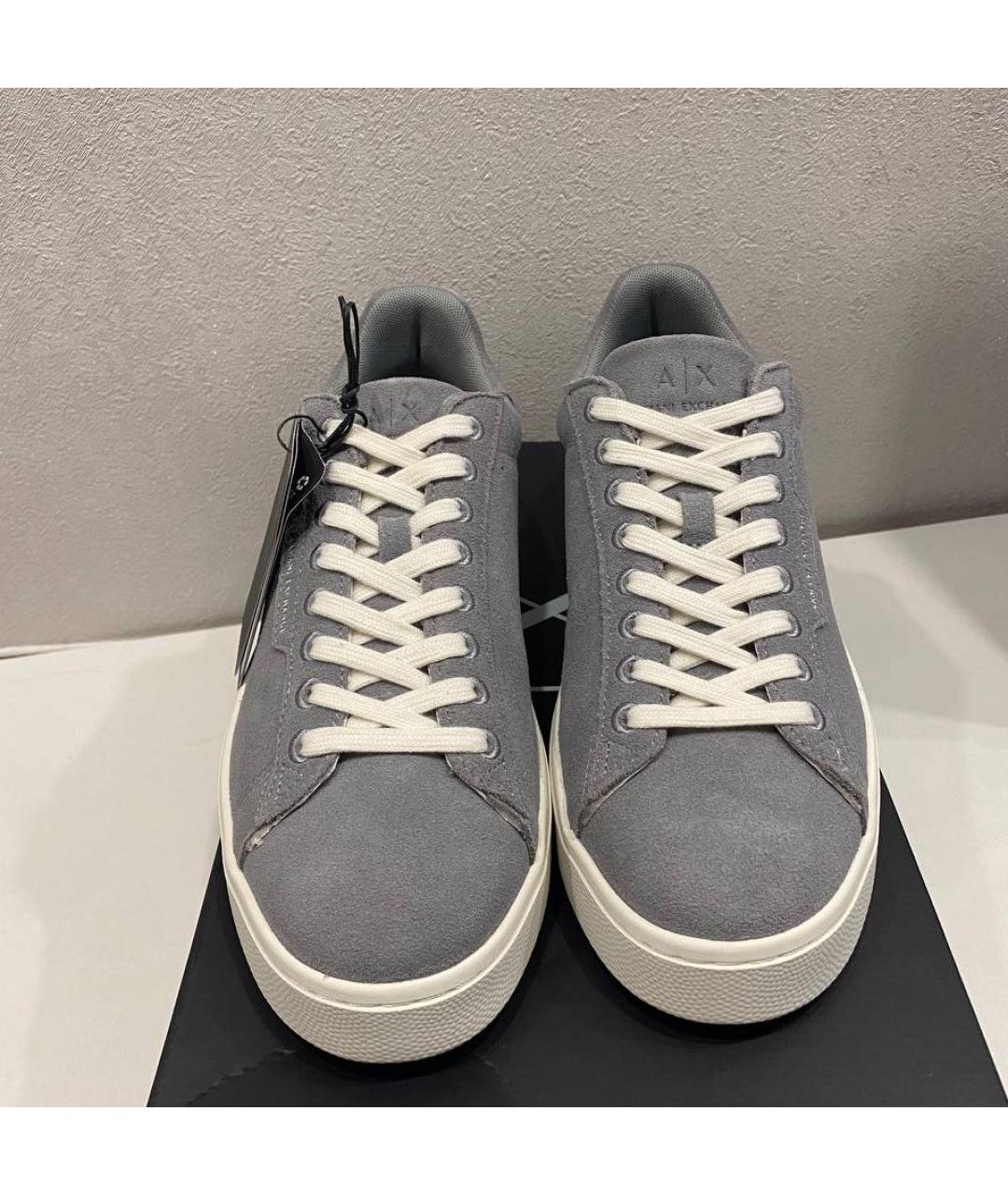ARMANI EXCHANGE Серые замшевые низкие кроссовки / кеды, фото 2