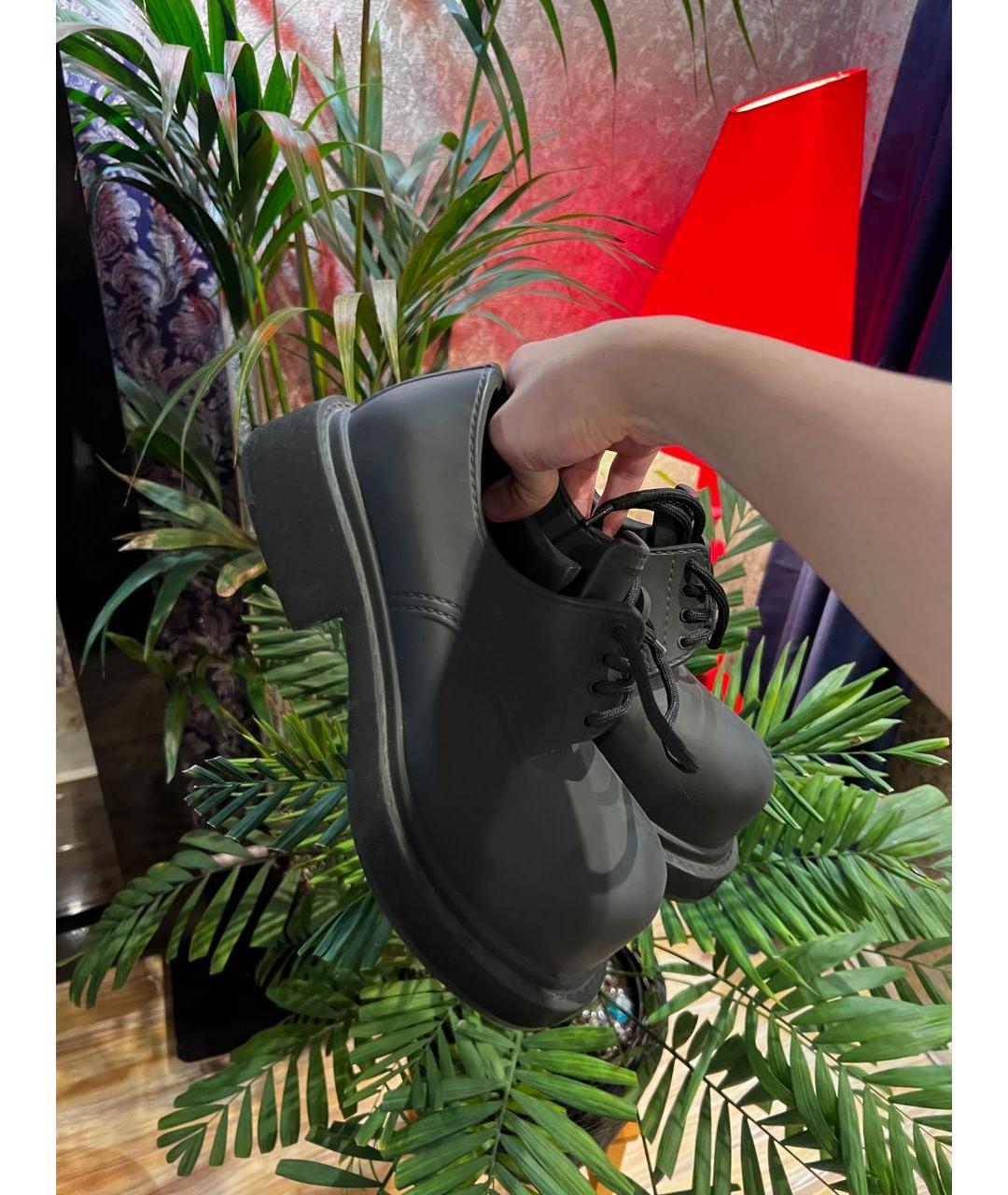 BALENCIAGA Антрацитовые резиновые брогги и оксфорды, фото 4