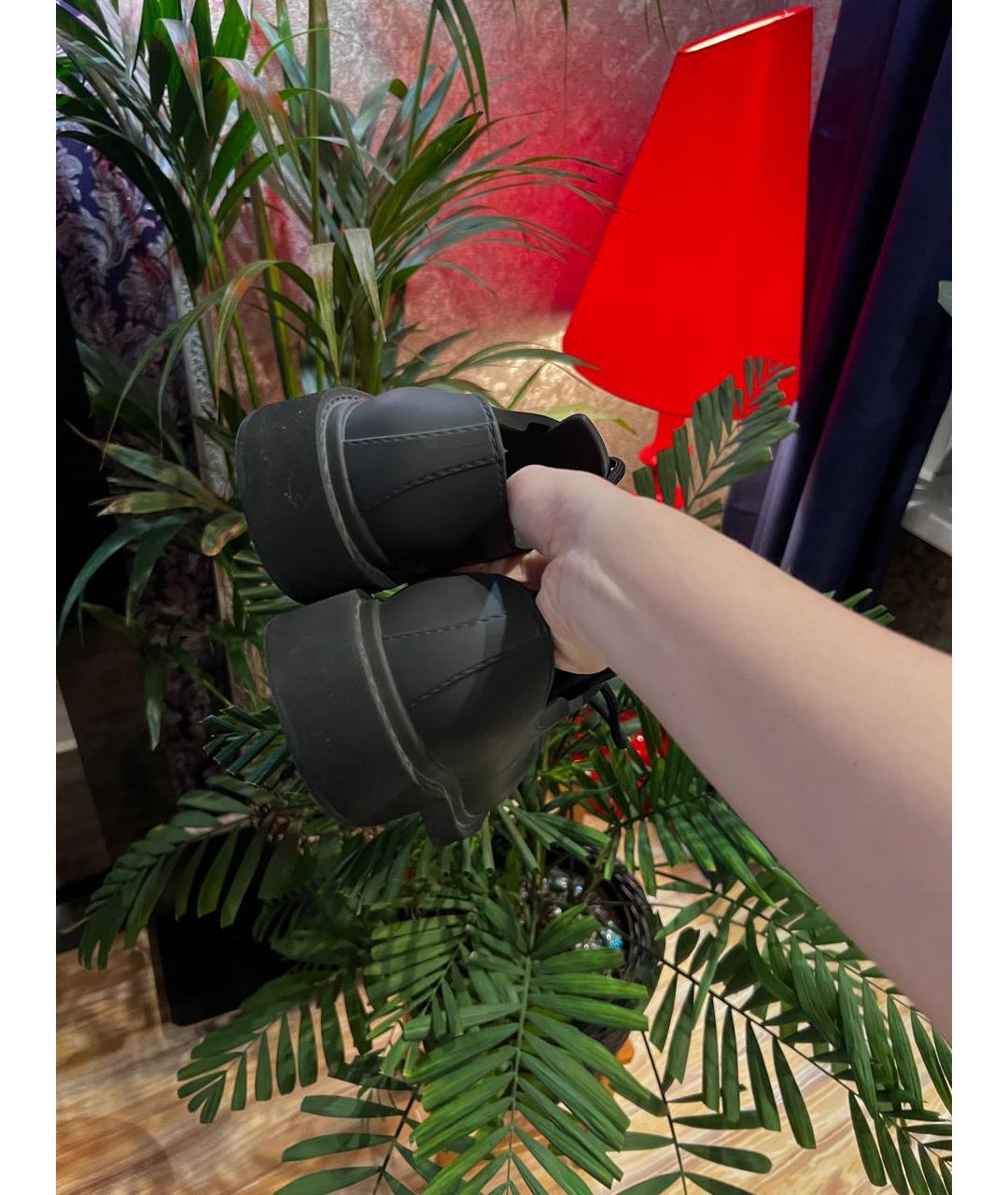 BALENCIAGA Антрацитовые резиновые брогги и оксфорды, фото 3