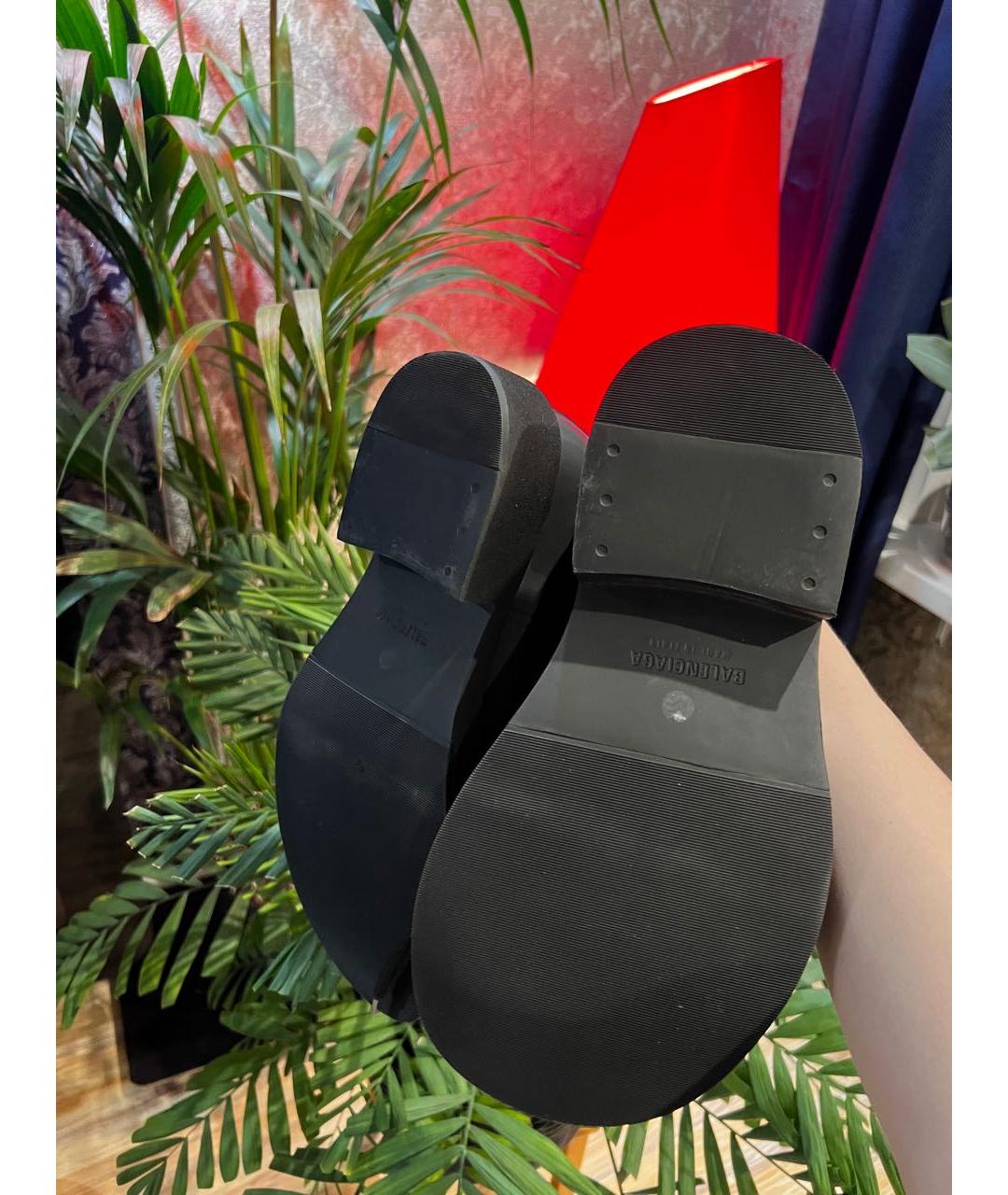 BALENCIAGA Антрацитовые резиновые брогги и оксфорды, фото 5