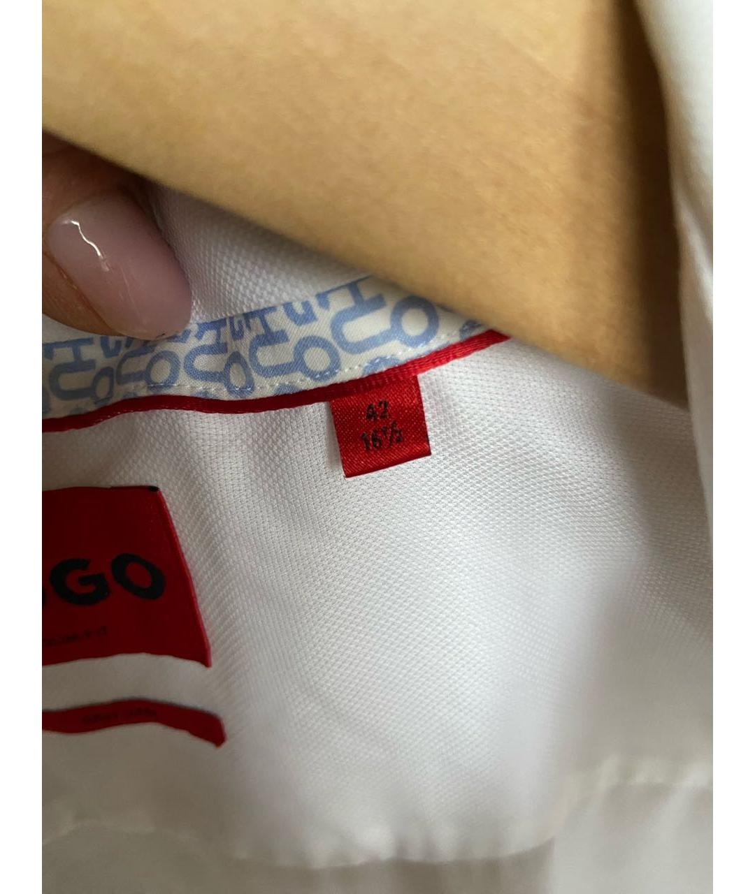 HUGO BOSS Белая хлопковая классическая рубашка, фото 3